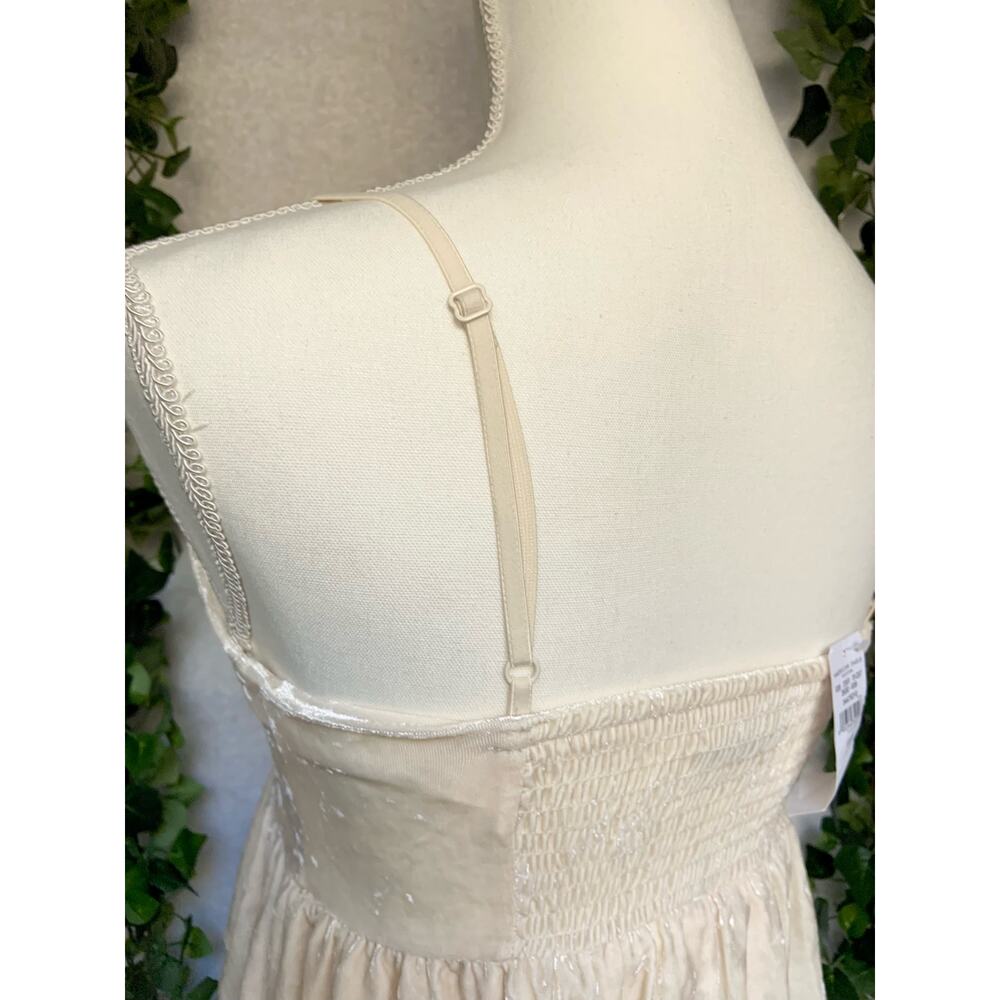 NWT American Eagle Outfitters Cream Ruffled Velour Peplum Top Blouse Women's XS - Picture 7 of 9